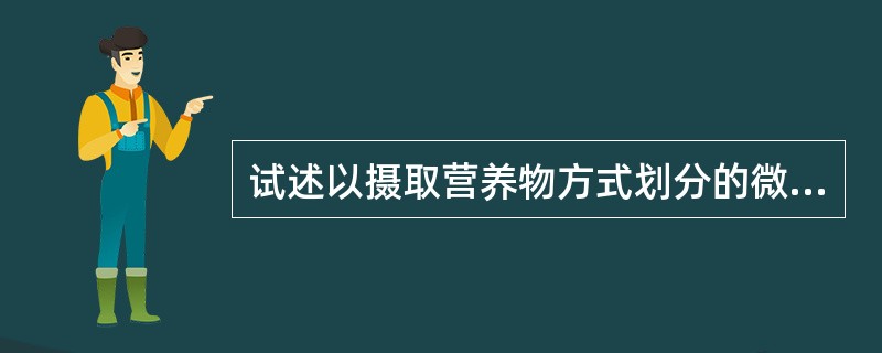 试述以摄取营养物方式划分的微生物营养类型有哪几种？并举例说明。