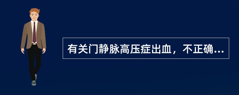 有关门静脉高压症出血，不正确的是（）。