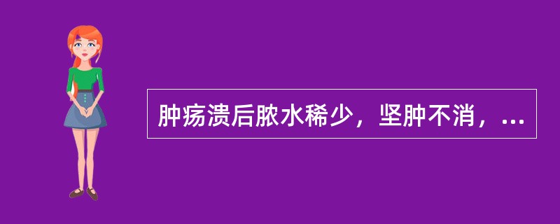 肿疡溃后脓水稀少，坚肿不消，身热乏力，面色少华，脉数乏力，治宜（）