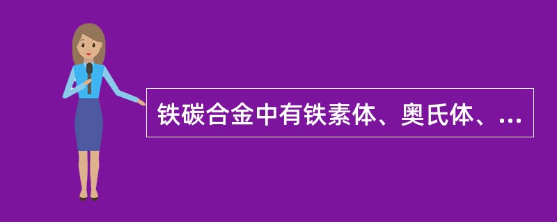 铁碳合金中有铁素体、奥氏体、珠光体、渗碳体、莱氏体等五种基本组织