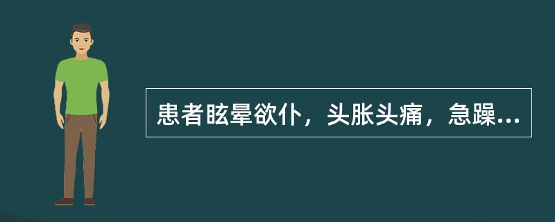 患者眩晕欲仆，头胀头痛，急躁易怒，耳鸣，项强，头摇，肢体震颤，手足麻木，语言謇涩