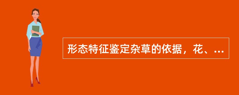 形态特征鉴定杂草的依据，花、叶片、子叶、根、茎是鉴定双子叶杂草的依据；芽、叶片、