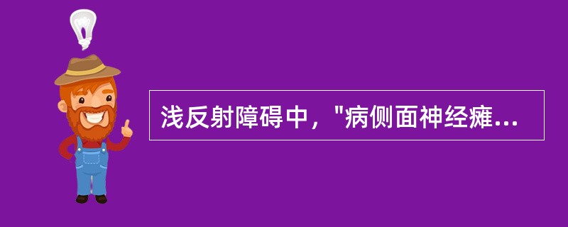 浅反射障碍中，"病侧面神经瘫痪（传出障碍）"表现（）。