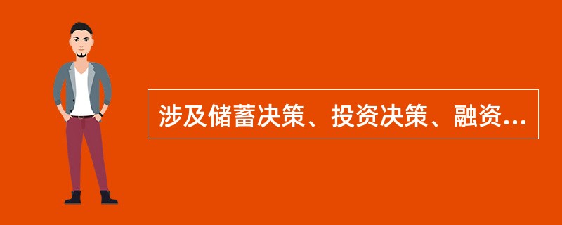 涉及储蓄决策、投资决策、融资决策和风险管理决策的货币资财及其管理的是（）。