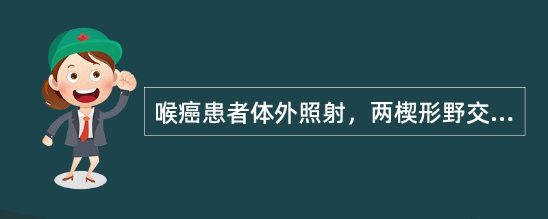 喉癌患者体外照射，两楔形野交角120度，治疗时应选的楔形板角度是（）。