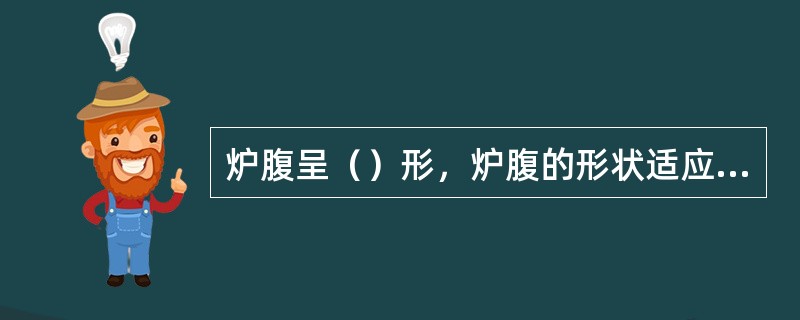 炉腹呈（）形，炉腹的形状适应了炉料熔化滴落后体积的收缩，（）。