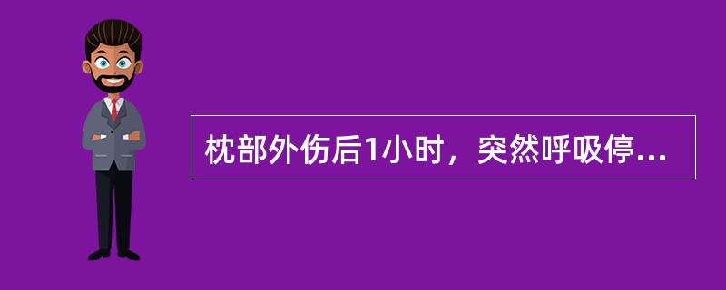 枕部外伤后1小时，突然呼吸停止，双瞳散大。诊断为（）