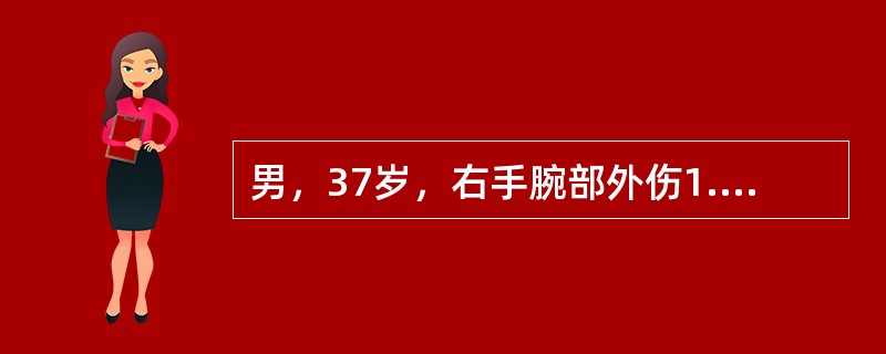 男，37岁，右手腕部外伤1.5小时，右腕部肿痛。根据右腕关节正侧位片，应诊断为（