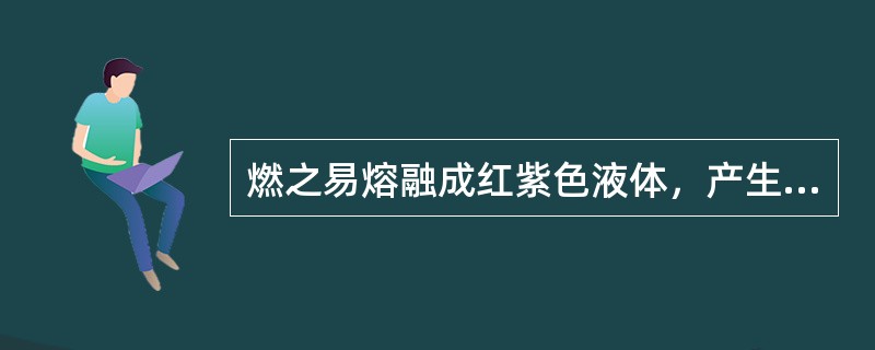 燃之易熔融成红紫色液体，产生黄白色烟，有强烈蒜臭气的药材是（）