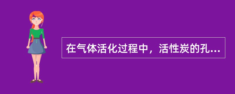 在气体活化过程中，活性炭的孔隙结构是如何形成的？