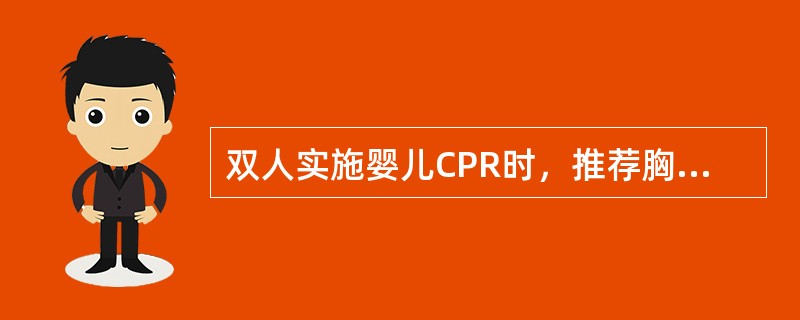 双人实施婴儿CPR时，推荐胸外按压方法（）