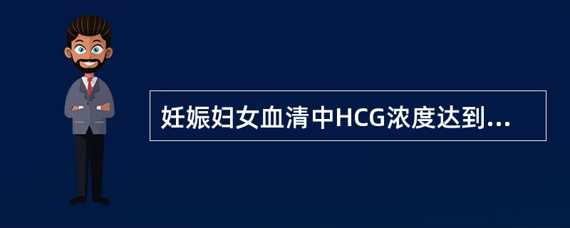 妊娠妇女血清中HCG浓度达到高峰的时间为（）
