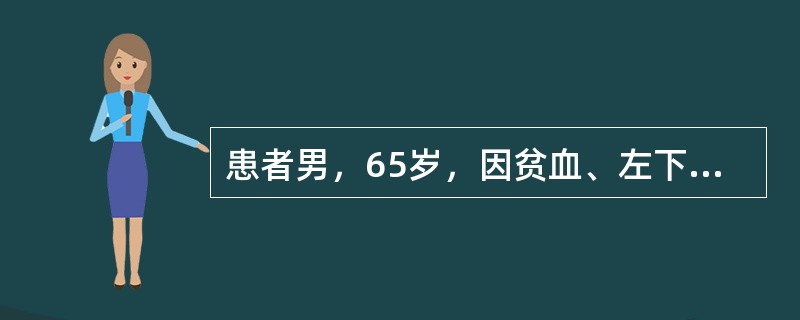 患者男，65岁，因贫血、左下肢骨痛入院。查体：贫血貌，左下肢明显压痛，血常规：W