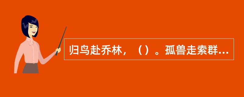 归鸟赴乔林，（）。孤兽走索群，（）。感物伤我怀，（）。曹植《赠白马王彪》