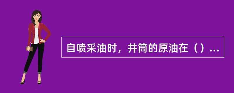 自喷采油时，井筒的原油在（）的推举下沿井筒向上运动。