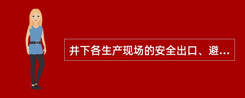 井下各生产现场的安全出口、避灾路线畅通无阻，并有明显标志。