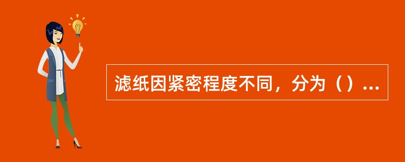 滤纸因紧密程度不同，分为（）、（）和（）三种。