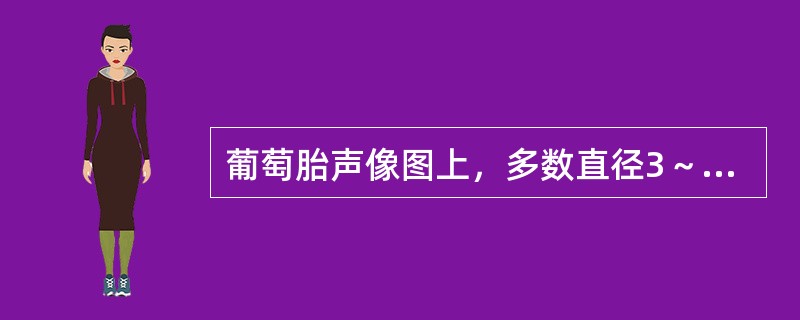 葡萄胎声像图上，多数直径3～5mm无回声囊泡，最大可能是()