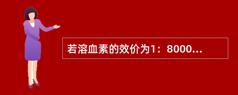 若溶血素的效价为1：8000，在补体活性测定试验中，溶血素的稀释度为（）