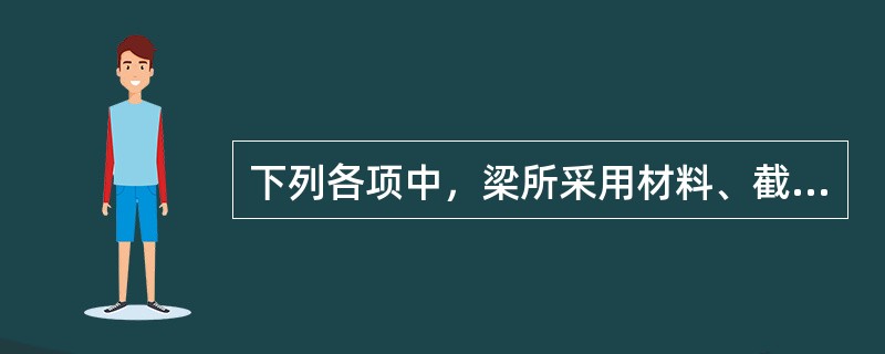 下列各项中，梁所采用材料、截面均相同，在受相同的均布荷载作用下，其中挠度最小的是