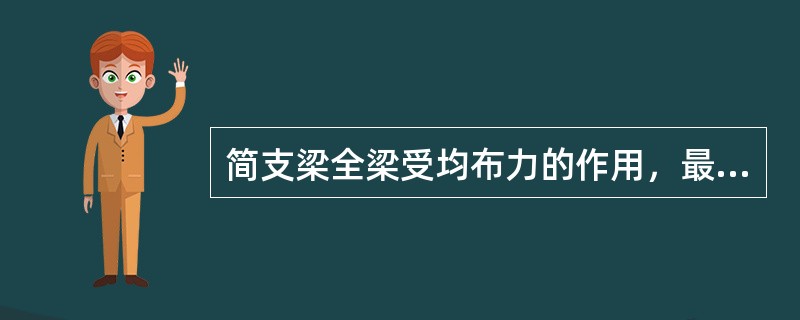 简支梁全梁受均布力的作用，最大挠度发生在（）。