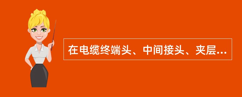 在电缆终端头、中间接头、夹层内、隧道、竖井的两端和入井口等处，每条电缆应装设注明