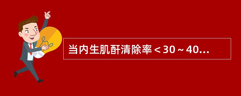 当内生肌酐清除率＜30～40ml/min时，应限制______摄入，＜10ml/