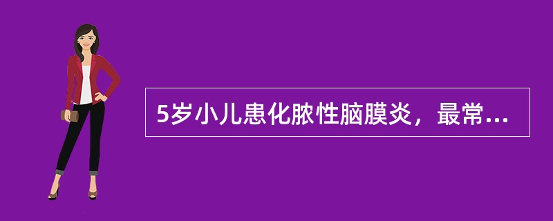 5岁小儿患化脓性脑膜炎，最常见的病原菌是（）。