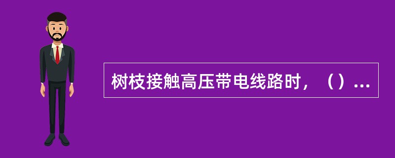 树枝接触高压带电线路时，（）用手直接去取。