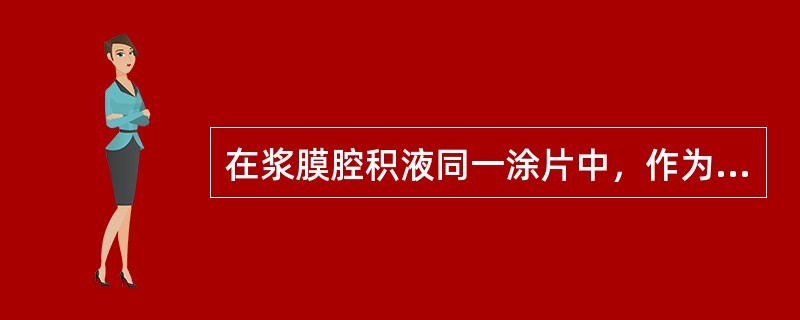 在浆膜腔积液同一涂片中，作为测量其他细胞大小的“标尺”细胞是()