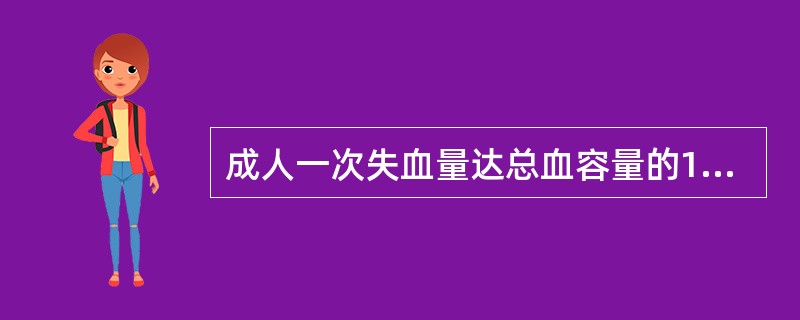 成人一次失血量达总血容量的10%时需输血。（）