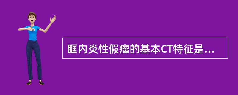 眶内炎性假瘤的基本CT特征是：（）