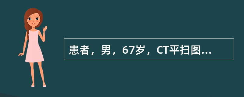 患者，男，67岁，CT平扫图如下，考虑什么诊断的可能性大：（）