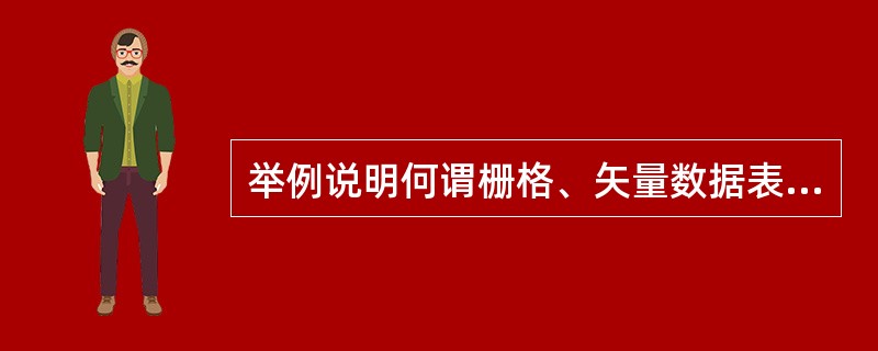 举例说明何谓栅格、矢量数据表示。