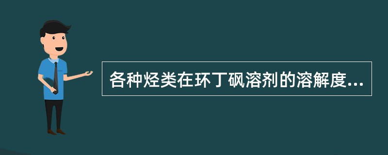 各种烃类在环丁砜溶剂的溶解度大小顺序为（），（），（），（），（）。