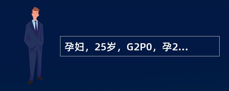 孕妇，25岁，G2P0，孕24周时，B超显示胎盘位于子宫前壁下段，部分覆盖宫颈内