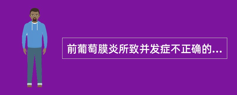 前葡萄膜炎所致并发症不正确的是（）