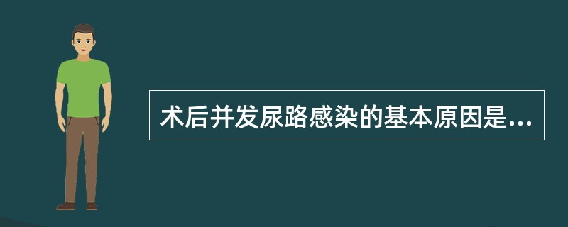 术后并发尿路感染的基本原因是（）