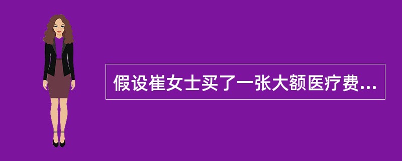 假设崔女士买了一张大额医疗费用保险单，该保单日历年度免赔额为500元，并包含一个