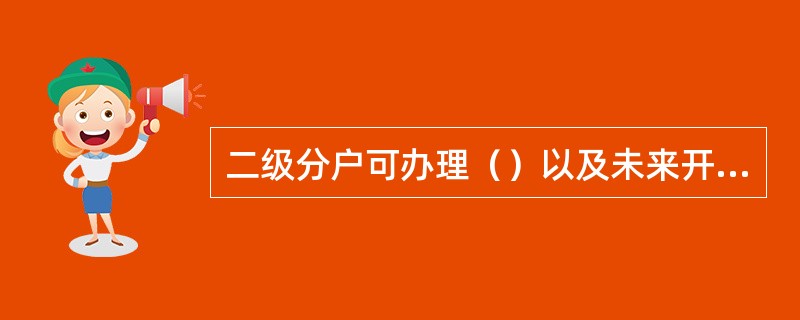 二级分户可办理（）以及未来开发支持的其他业务。