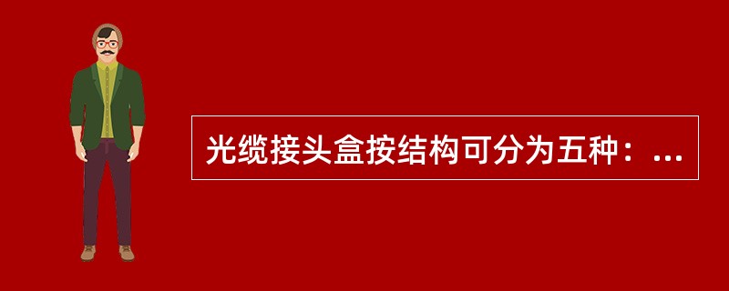 光缆接头盒按结构可分为五种：直通式、半开启式、开启式、帽式、（）。