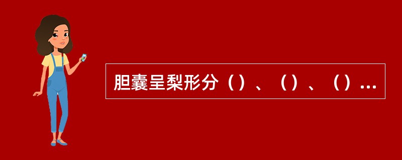 胆囊呈梨形分（）、（）、（）三部分，颈部呈袋状扩大，称（）袋。