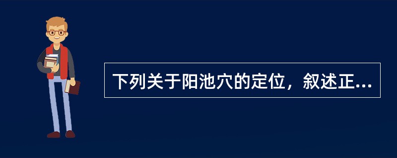 下列关于阳池穴的定位，叙述正确的是（）。