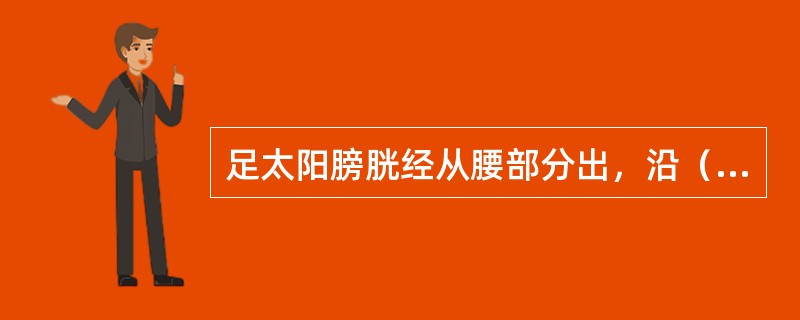 足太阳膀胱经从腰部分出，沿（）两旁下行，穿过臀部，从大腿后侧外缘下行至腘窝中。