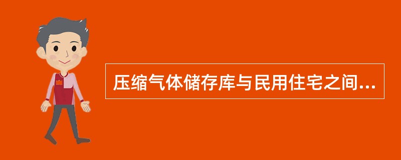 压缩气体储存库与民用住宅之间的最小安全距离为50m，而与其他库房的最小安全距离为