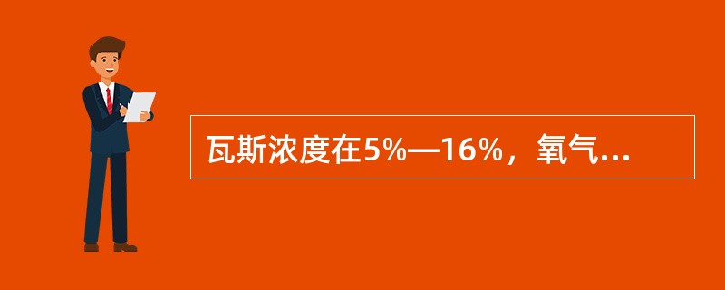 瓦斯浓度在5%—16%，氧气含量大于12%时，瓦斯遇到火源会发生爆炸。当瓦斯浓度