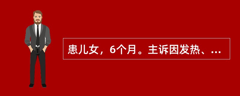 患儿女，6个月。主诉因发热、咳嗽2天，惊厥5次入院，患儿生后人工喂养，未加辅食，