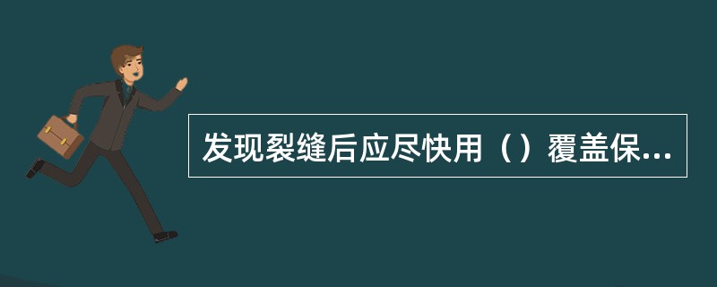 发现裂缝后应尽快用（）覆盖保护，以防雨水流入缝中，并加强观测。