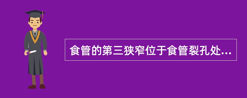 食管的第三狭窄位于食管裂孔处，相当于第__________胸椎平面，距中切牙约_