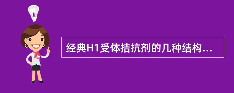 经典H1受体拮抗剂的几种结构类型是相互联系的。试分析由乙二胺类到氨基醚类、丙胺类